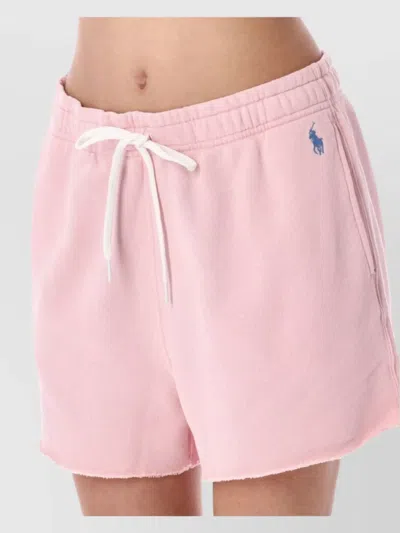 Ralph Lauren Cotton Shorts With Elasticated Waistband And Raw Hem Finish In Pink