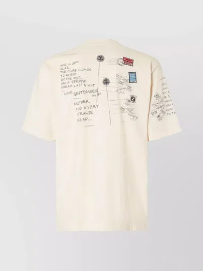 Fendi Graphic Print Crew Neck T-shirt In Neutral