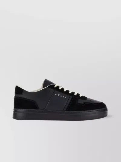 Hogan H-tv Smooth And Suede Leather Sneakers In Black