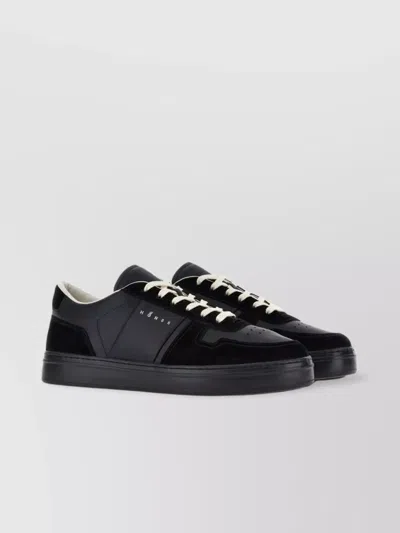 Hogan H-tv Smooth And Suede Leather Sneakers In Black