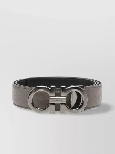 Ferragamo Knurled Buckle Two-tone Reversible Gancini Belt