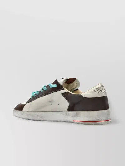 Golden Goose Stardan Two-tone Distressed Finish Leather Sneakers Shoes In Brown