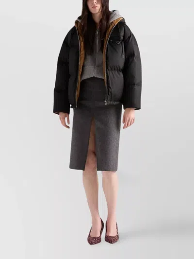 Prada Contrasting Lining Hooded Down Jacket