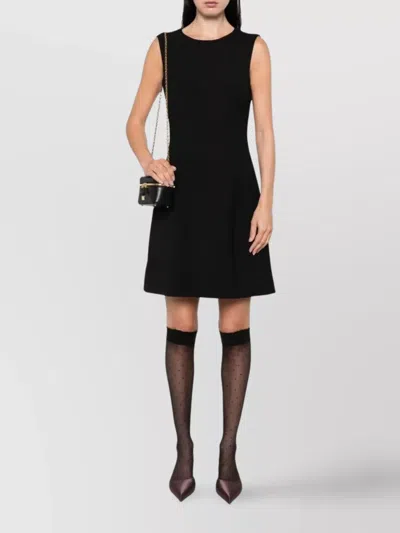 Dolce & Gabbana Leopard-print Lining Sleeveless Mini Dress Clothing In Black