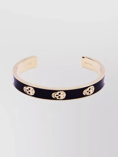 Alexander Mcqueen Mcqueen Thin Skull Enamel Cuff Bracelet