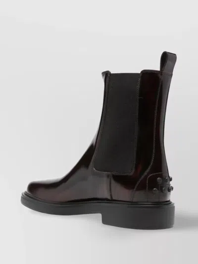 Tod's Smooth Leather Chelsea Boots Shoes In Red