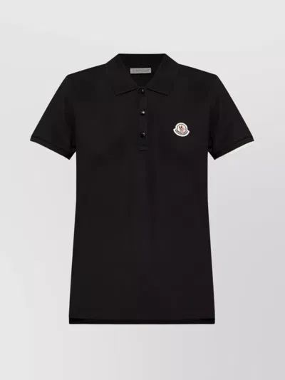 Moncler Logo Patch Cotton Pique Polo Shirt Clothing