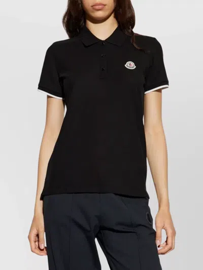 Moncler Logo Patch Cotton Pique Polo Shirt Clothing