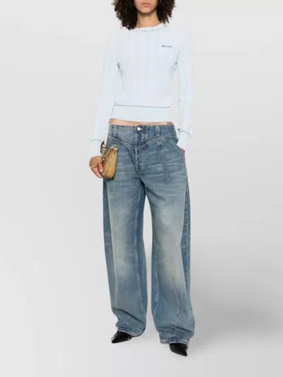 Alexander Mcqueen Wide-leg Denim Trousers Featuring Faded Effect