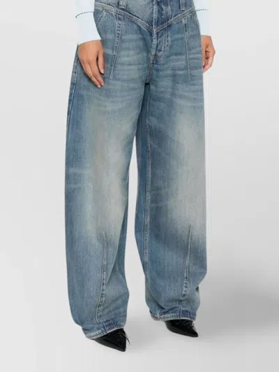 Alexander Mcqueen Wide-leg Denim Trousers Featuring Faded Effect