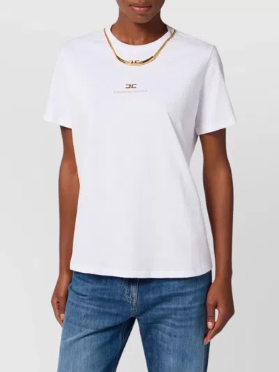 Elisabetta Franchi White Cotton Jersey T-shirt With Necklace Detail In White