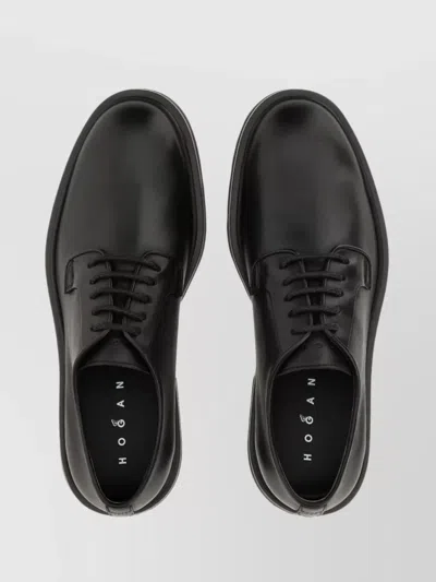 Hogan Chunky Sole Round Toe Derby Shoes In Black