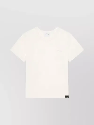 Courrèges Embroidered White T-shirt With Classic Crew Neckline