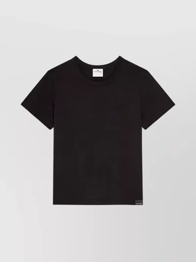 Courrèges Embroidered Black T-shirt With Minimalist Design In Black