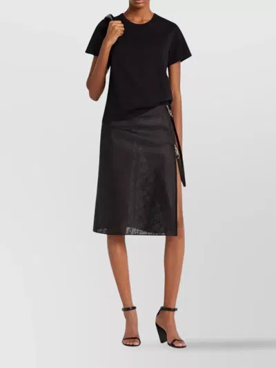 Courrèges Embroidered Black T-shirt With Minimalist Design In Black