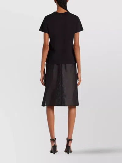 Courrèges Embroidered Black T-shirt With Minimalist Design In Black