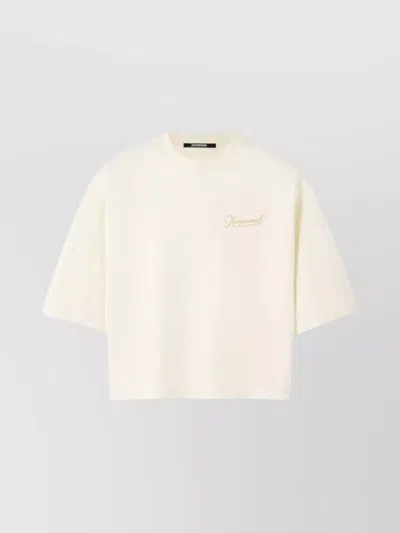Jacquemus Beige Crewneck Logo T-shirt In Neutral