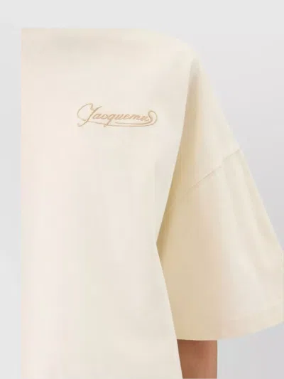 Jacquemus Beige Crewneck Logo T-shirt In Neutral