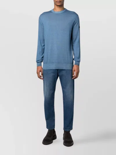 Paul & Shark Ribbed Crew Neck Sweater With Long Sleeves In Blue