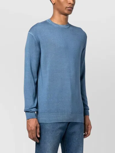 Paul & Shark Ribbed Crew Neck Sweater With Long Sleeves In Blue