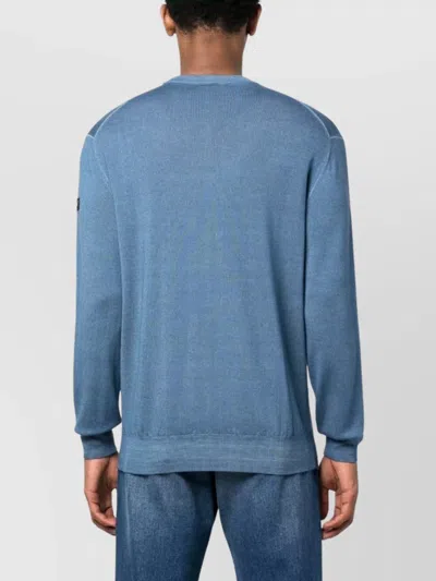 Paul & Shark Ribbed Crew Neck Sweater With Long Sleeves In Blue