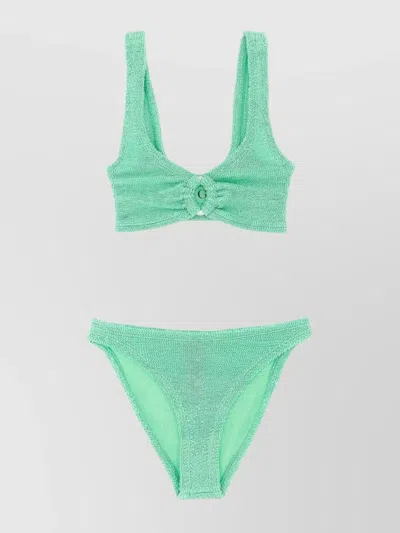 Hunza G Julia Bikini Crinkle Circle Cutout In Green