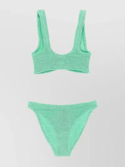 Hunza G Julia Bikini Crinkle Circle Cutout In Green