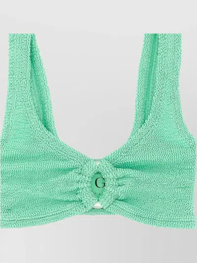 Hunza G Julia Bikini Crinkle Circle Cutout In Green