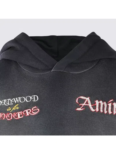 Amiri Hooded Sweatshirt With Front Pocket And Palm Tree Motif In Black