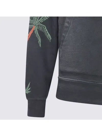 Amiri Hooded Sweatshirt With Front Pocket And Palm Tree Motif In Black