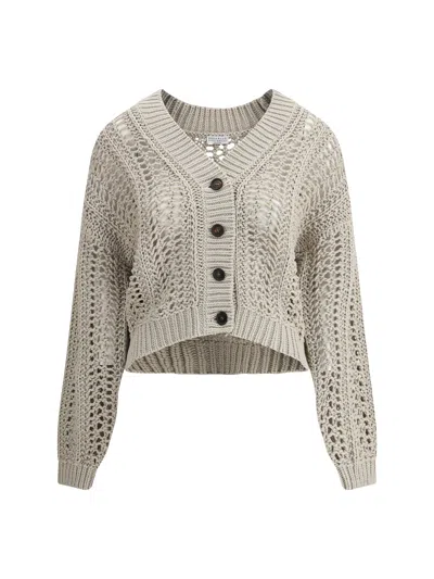 Brunello Cucinelli Women Cardigan In Perforated Knit