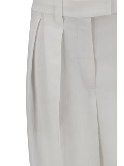 Brunello Cucinelli Women Linen Pants In Gray