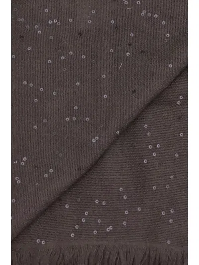 Brunello Cucinelli Sequins Scarf In Black