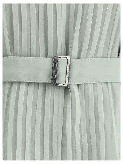 Brunello Cucinelli V-neck Flowing Silk Long Dress