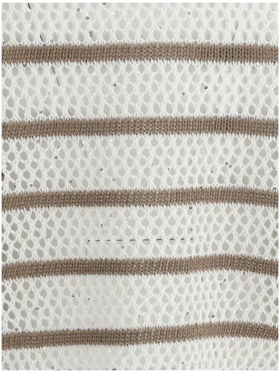 Brunello Cucinelli Women Sweater In Perforated Knit In Gray