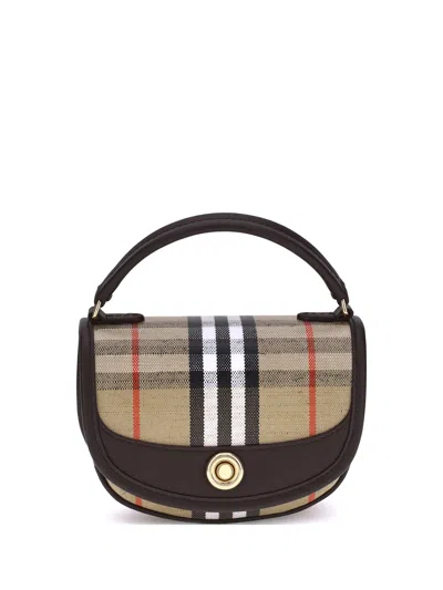 Burberry Check Motif Crossbody Handbag With Removable Strap In Nude