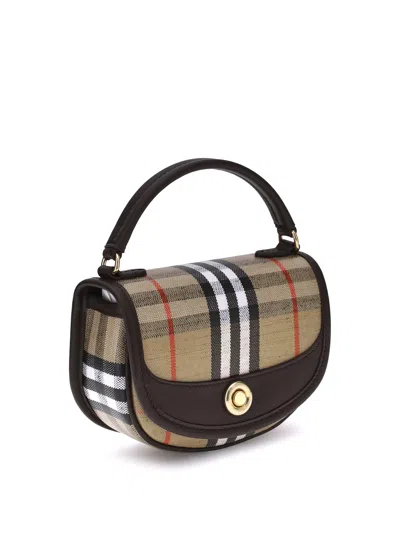 Burberry Check Motif Crossbody Handbag With Removable Strap In Nude