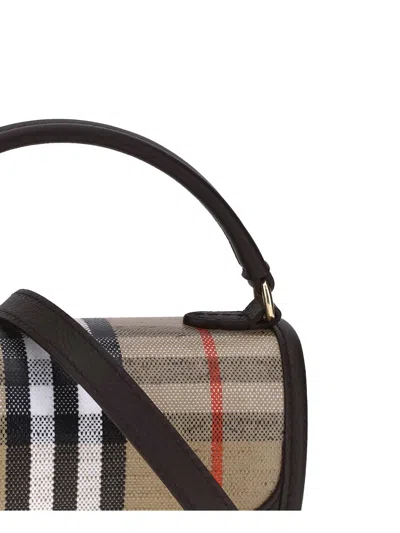 Burberry Check Motif Crossbody Handbag With Removable Strap In Nude