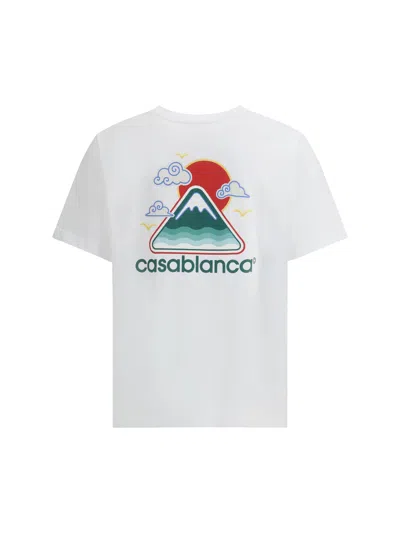 Casablanca White T-shirt With Crewneck And Logo On The Front And Maxi Logo On The Back In Cotton Man In White