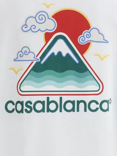 Casablanca White T-shirt With Crewneck And Logo On The Front And Maxi Logo On The Back In Cotton Man In White