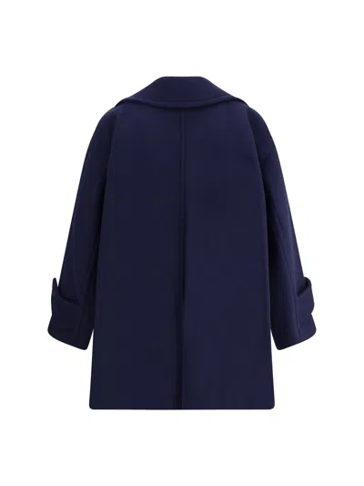 Chloé Structured Double-breasted Jacket Notched Lapels In Blue