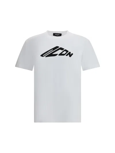 Dsquared2 Cotton Crew Neck T-shirt With Short Sleeves In Regular Fit In White