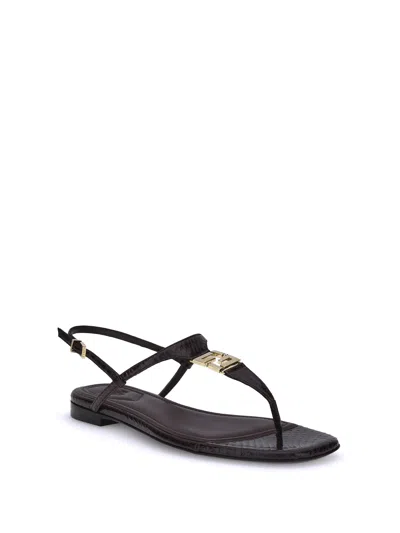 Fendi Brown Minimalist Sandals In Black