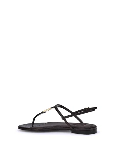 Fendi Brown Minimalist Sandals In Black