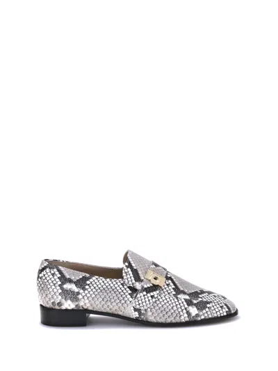 Ferragamo Python Print Leather Loafers In Animal Print