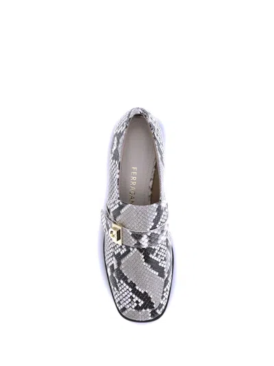Ferragamo Python Print Leather Loafers In Animal Print