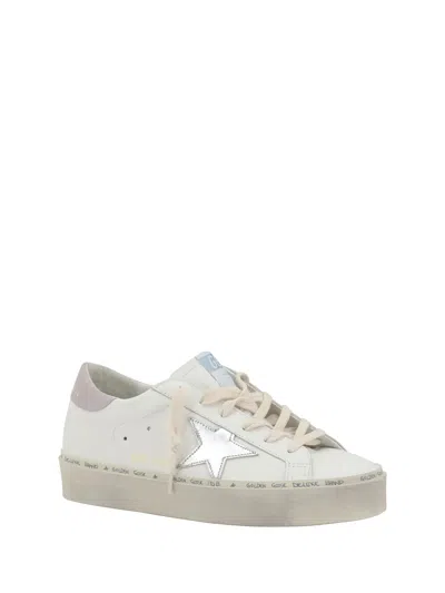 Golden Goose 'hi Star' White Low Top Sneakers With Laminated Star Patch On The Side