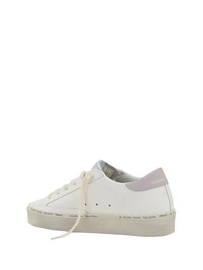 Golden Goose 'hi Star' White Low Top Sneakers With Laminated Star Patch On The Side