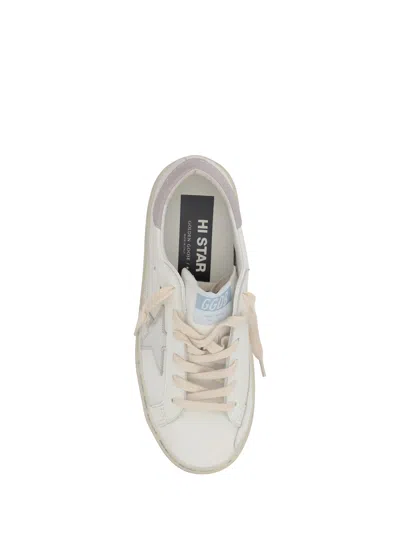 Golden Goose 'hi Star' White Low Top Sneakers With Laminated Star Patch On The Side