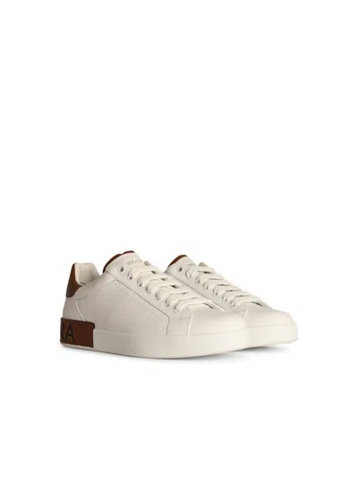 Dolce & Gabbana White Leather Portofino Sneakers